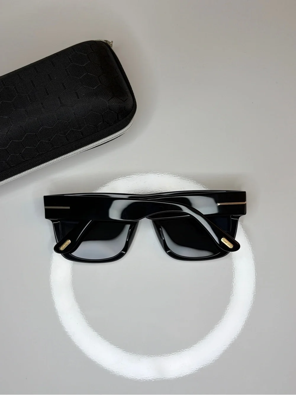 Men’s Original Designer TF Sunglasses with Acetate Frame and Black Lenses